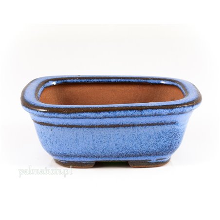 Small glazed blue bonsai pot