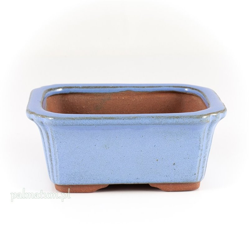 Small glazed blue bonsai pot