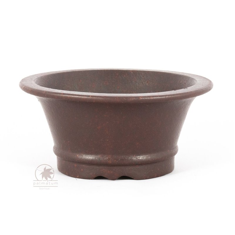 Round unglazed bonsai pot