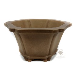 Unglazed hexagonal bonsai pot 19cm
