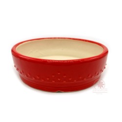 Bonsai pot 16cm round drum glazed