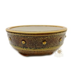 Bonsai pot 14cm round glazed