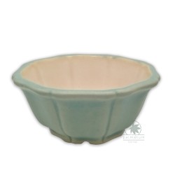 Floriated bonsai pot 12cm glazed