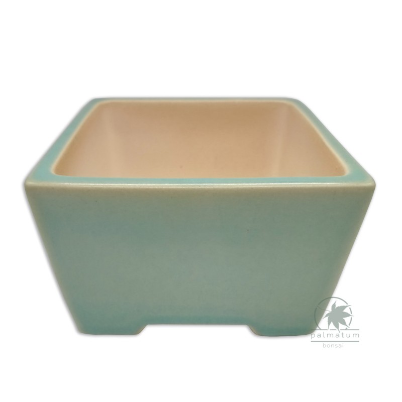 Square glazed bonsai pot 13cm