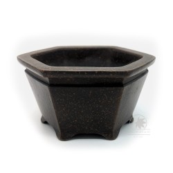 Unglazed hexagonal bonsai pot 11cm