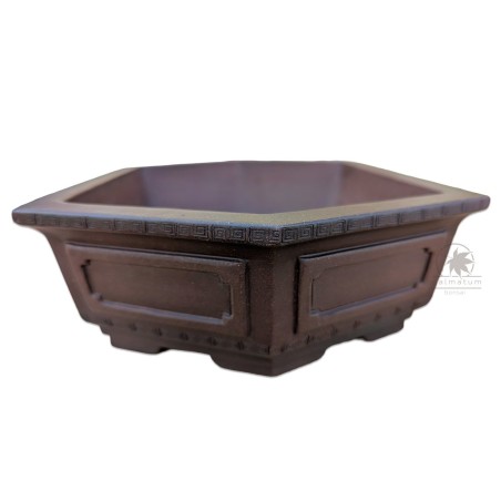 Unglazed hexagonal bonsai pot 30cm