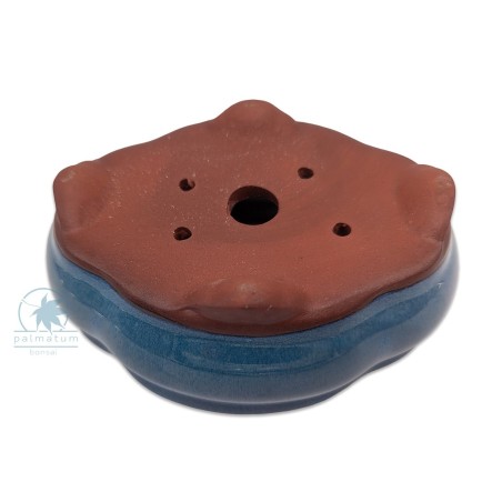 Floriated shape glazed bonsai pot 14cm