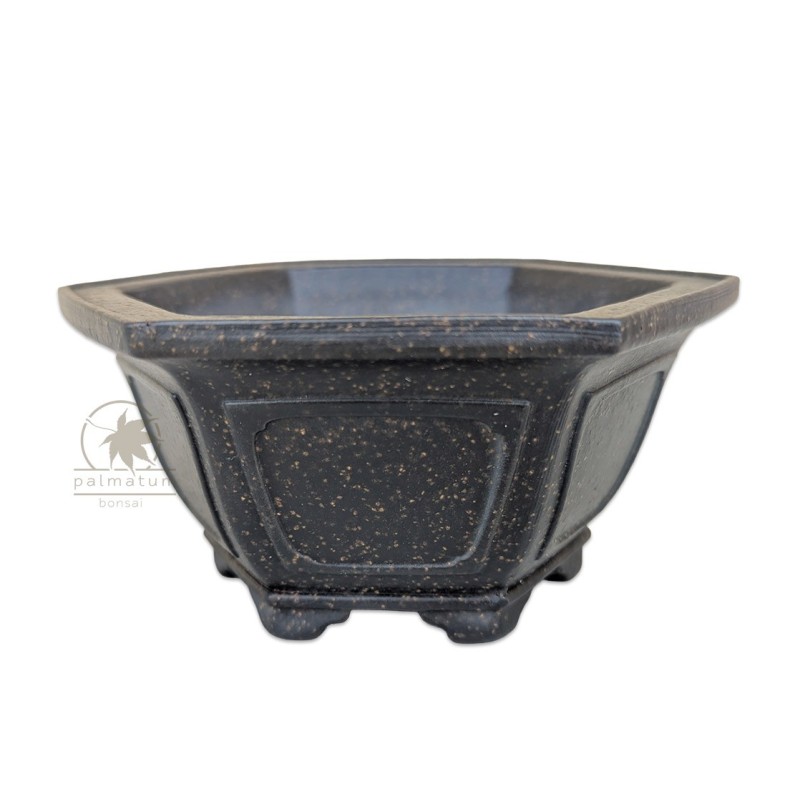 Unglazed hexagonal bonsai pot 12cm