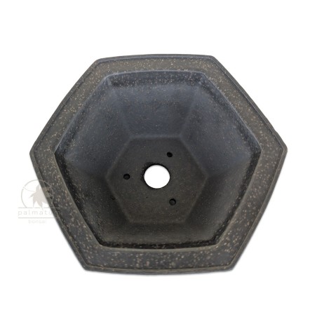 Unglazed hexagonal bonsai pot 12cm